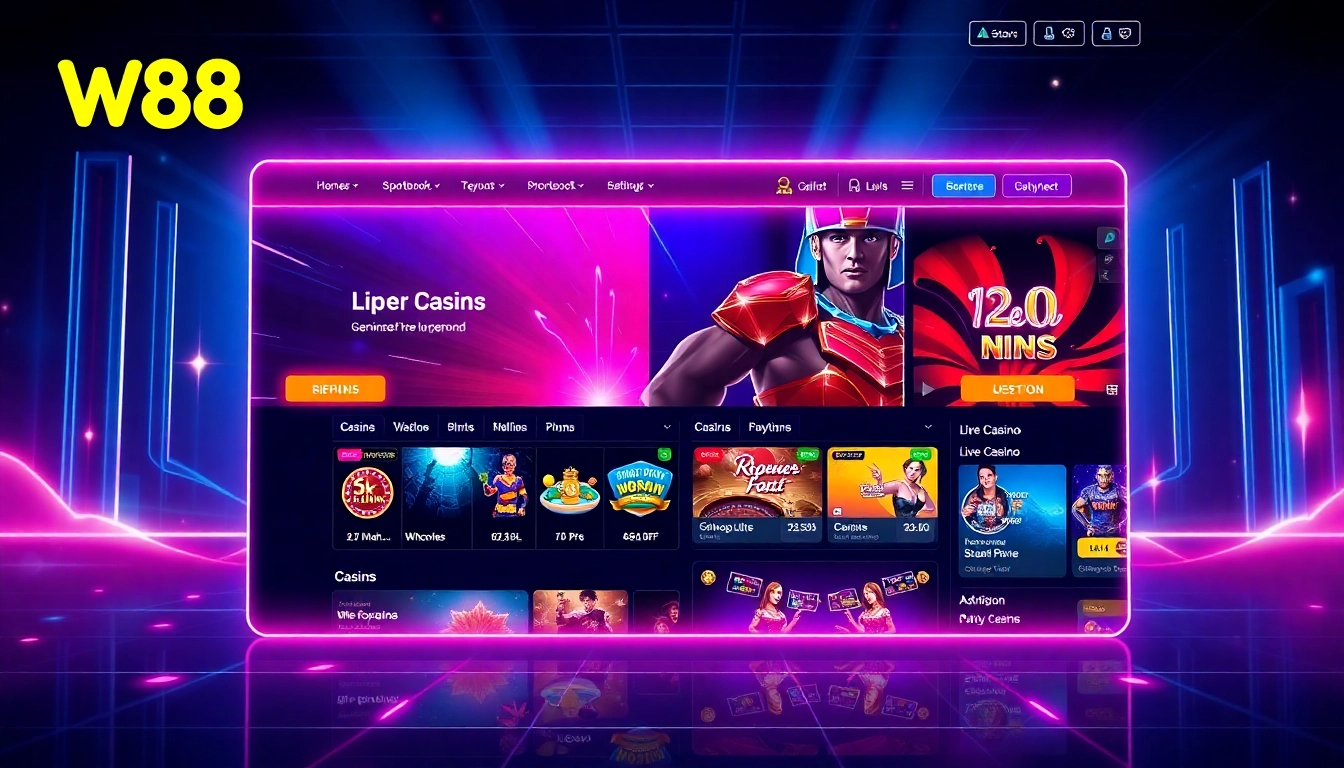 W88 online gambling platform showcasing sportsbook and casino games for seamless user engagement.