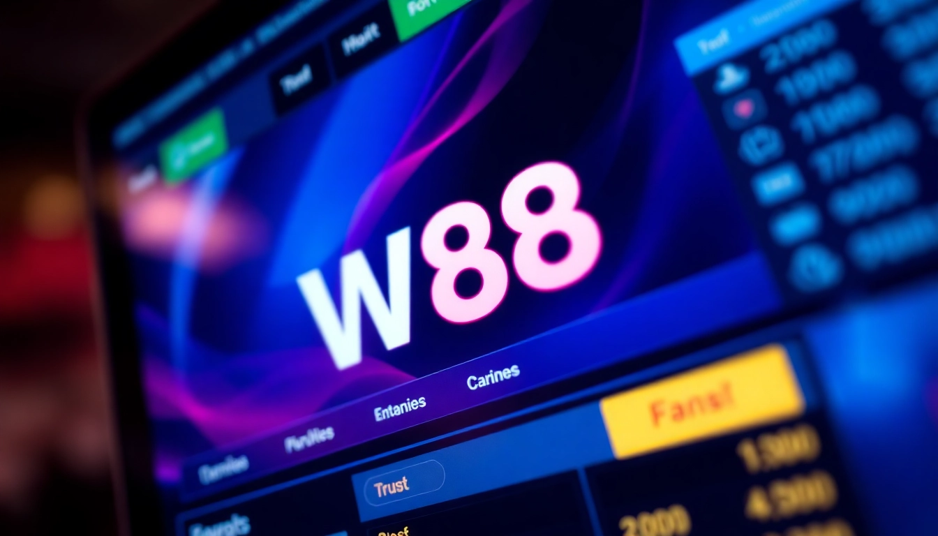 W88 online betting platform showcasing live sports odds and casino games, inviting with vibrant colors and user-friendly design.