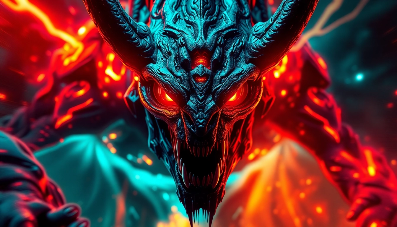 789f.monster represented as a menacing, high-tech creature with glowing accents and intricate textures, evoking curiosity and strength for users engaging with monster-themed content.