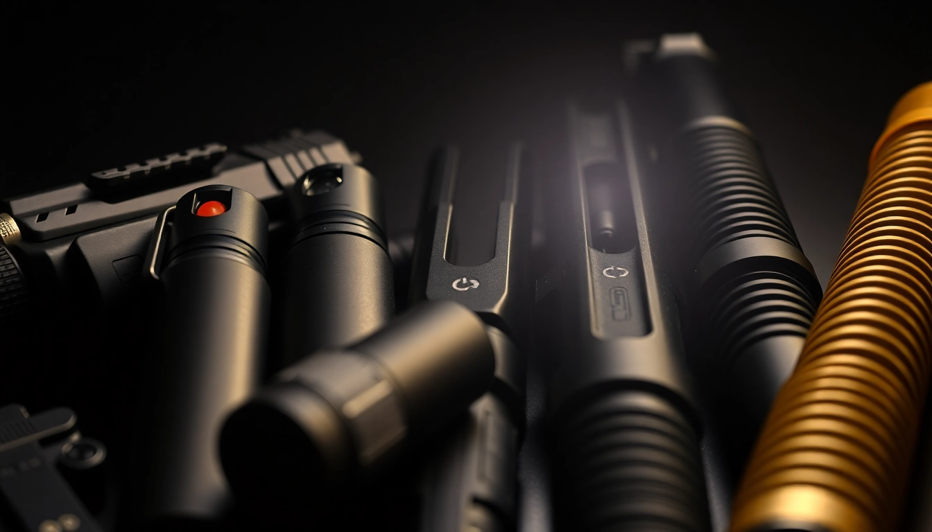 Self-Defense Weapons like pepper spray and stun guns ready for personal safety protection, highlighting effective self-defense tools.