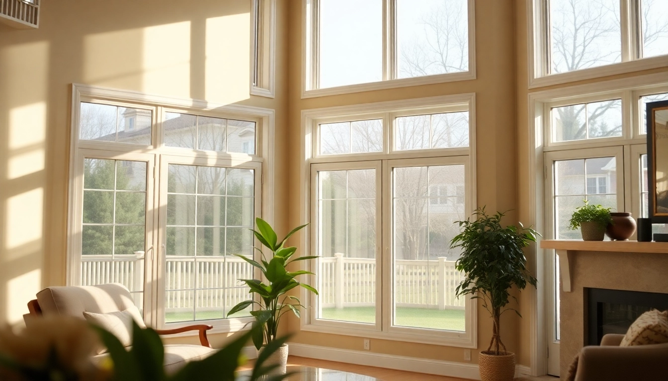 Sunny living room with Replacement Windows Near Me and energy-efficient vinyl frames for comfort