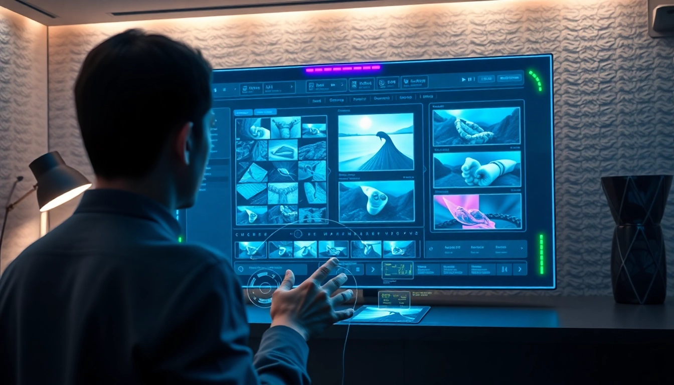 Futuristic workspace showcasing Nano Banana AI's advanced image editing interface with holographic controls and vibrant neon accents.