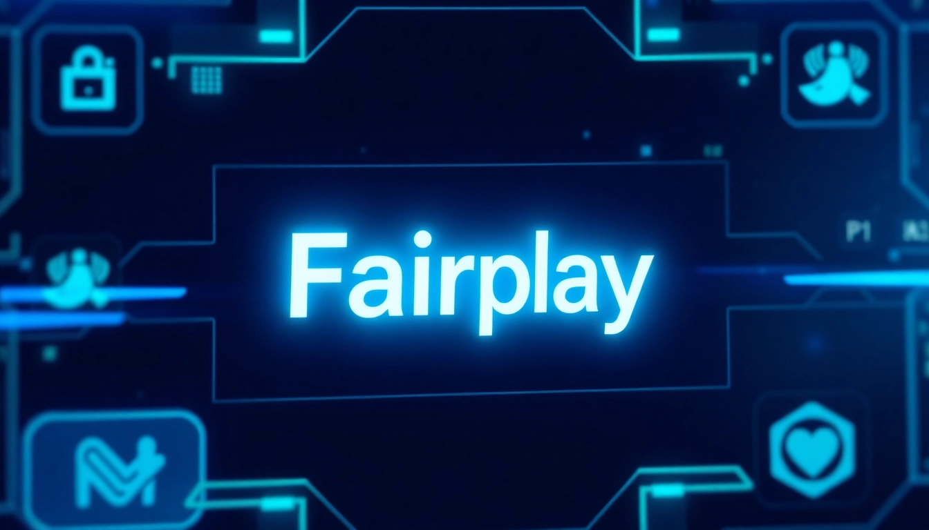 Fairplay brand logo over a sleek digital background symbolizing trust and technology, emphasizing online fairness and security.