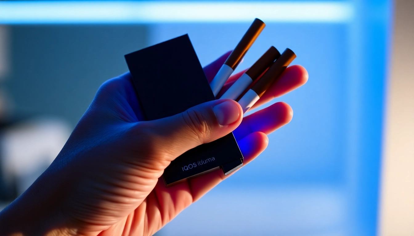 Detailed image of Terea sigara heatsticks for IQOS Iluma, showcasing stylish packaging and textured tobacco sticks for premium smoking experience.