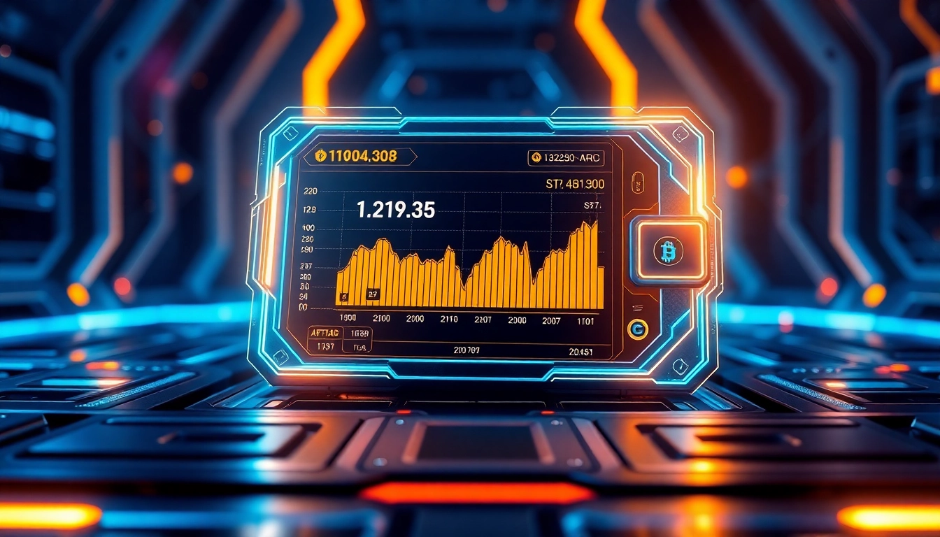 Bitcoin investment concept: digital wallet with fluctuating bitcoin charts in a secure, high-tech environment for investors seeking insights.