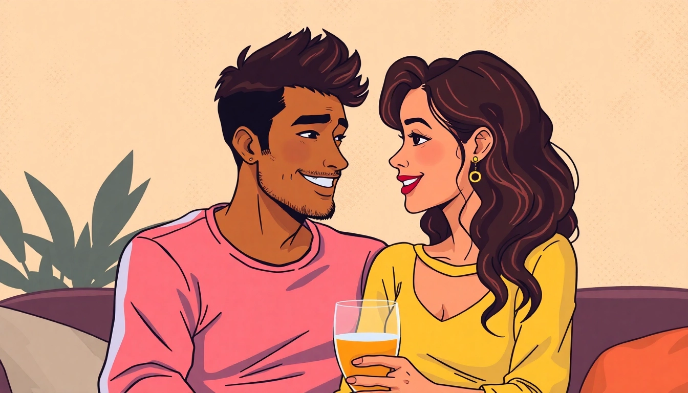Young adults discussing plans culs in a modern, discreet setting, emphasizing casual intimacy