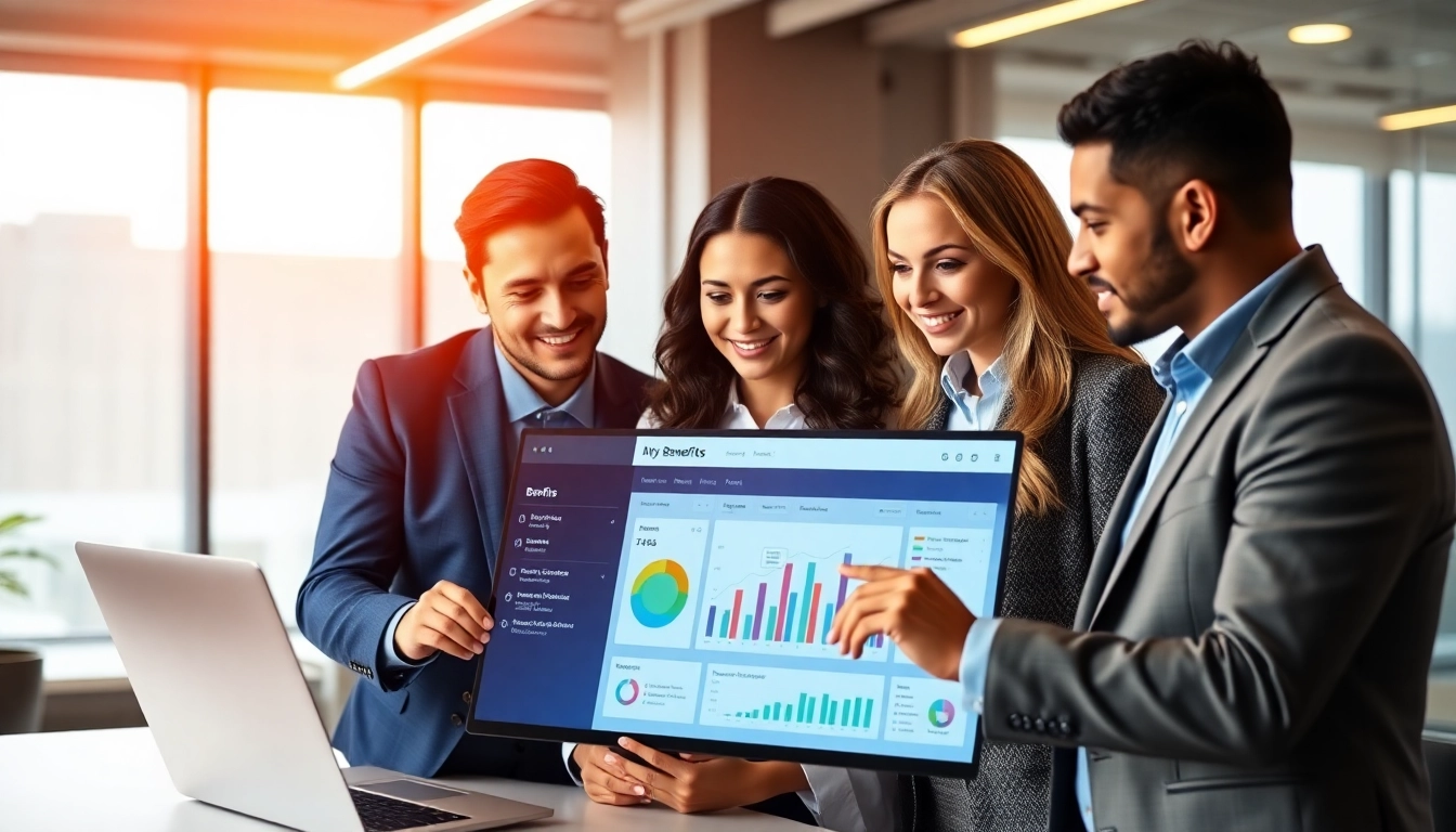 Canadian business team analyzing employee group benefits plans for improved workforce health